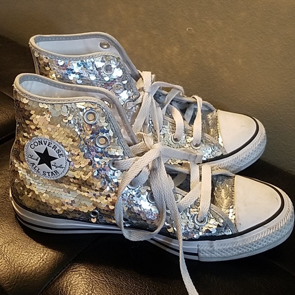 Converse Shoes - Sequin silver Converse